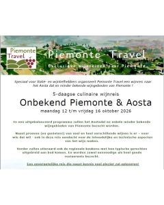Wijnreis "Aosta & Onbekend Piemonte" 12-16 oktober 2026 